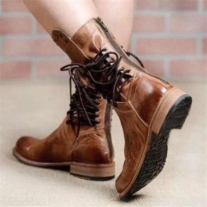 Lacey Stylish Leather Boots With Laces