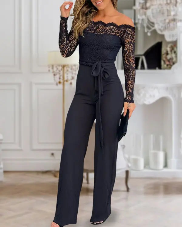 Charli™ Off-Shoulder Lace Slim-Fit Jumpsuit