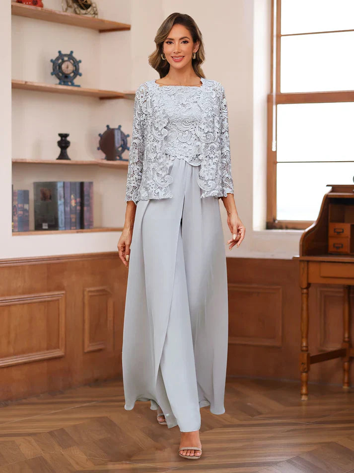 Nellie™ Lace Chiffon Square-Neck Pantsuit
