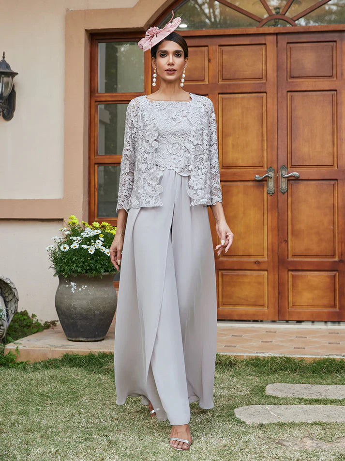 Nellie™ Lace Chiffon Square-Neck Pantsuit