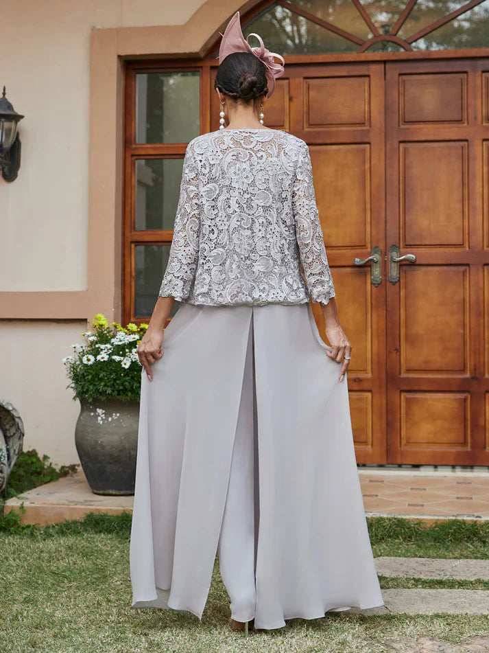 Nellie™ Lace Chiffon Square-Neck Pantsuit