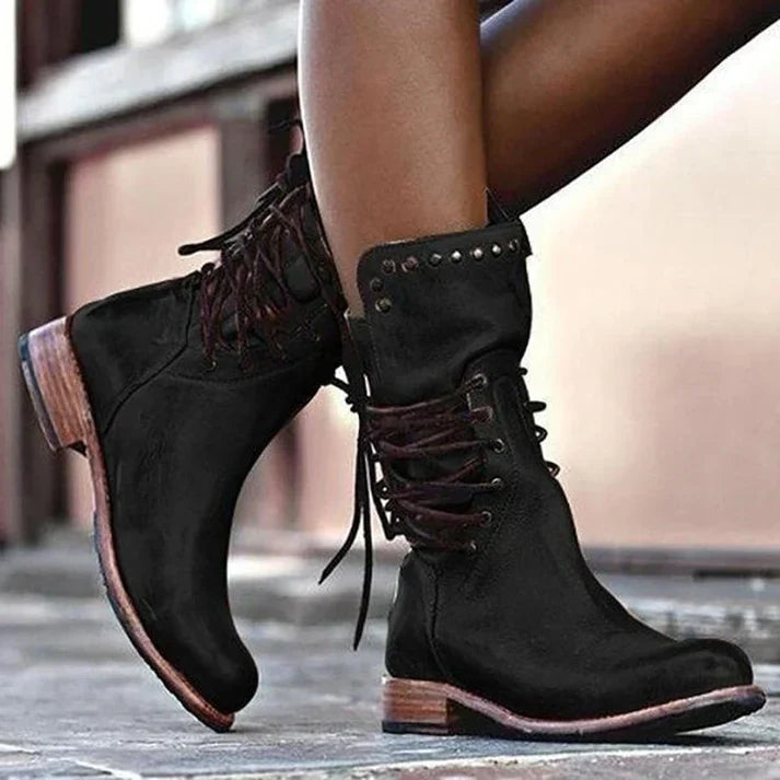 Lacey Stylish Leather Boots With Laces