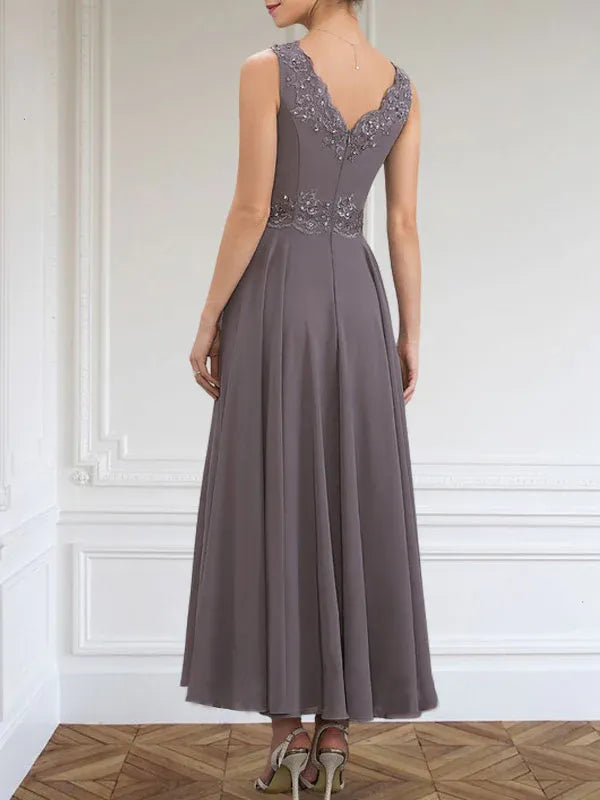 Danielle™ A-Line Chiffon Dress with Sequins & Lace