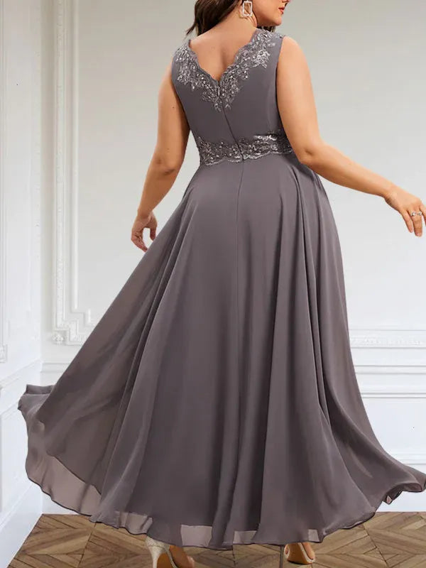 Danielle™ A-Line Chiffon Dress with Sequins & Lace