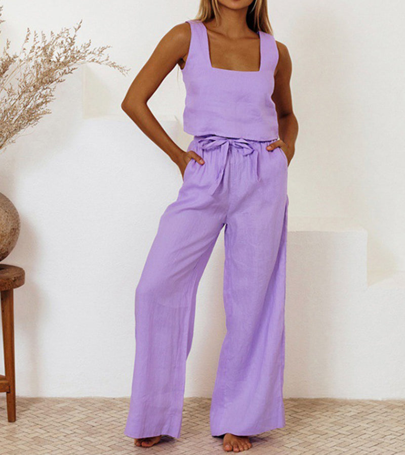 Wiola™  Minimalist Top And Wide-Leg Pants Set