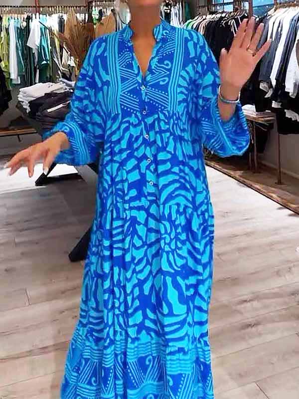 Finella™  V-Neck Printed Loose Dress