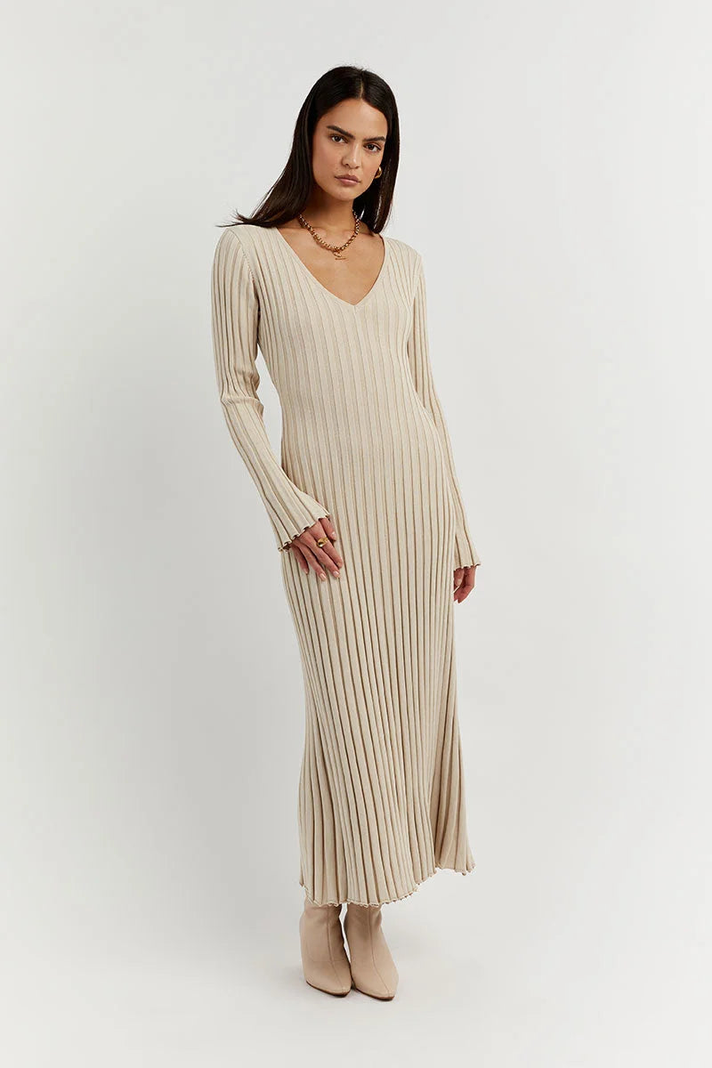Demi™  V-neck midi dress with sleeves