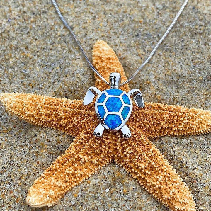 Maggie™ Sea Turtle Necklace + Earrings Set in Opal and Silver