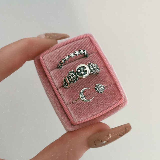 Malia™ Vintage Silver Moon and Star Ring Pack