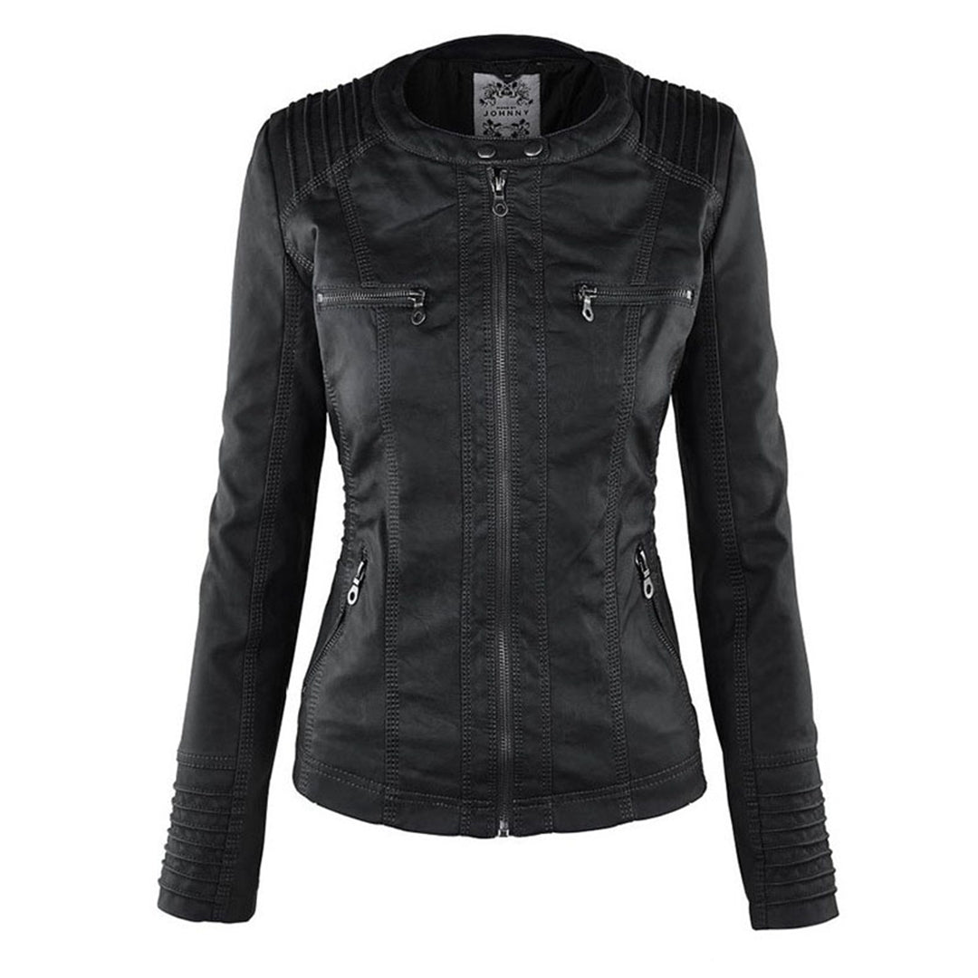 Olive™ Waterproof Women's Leather Jacket with Hood
