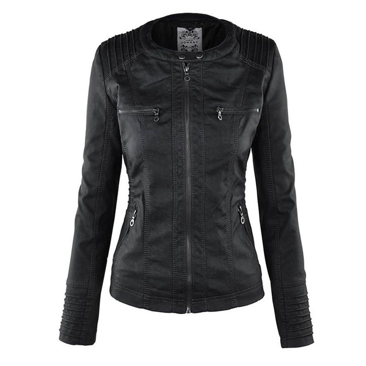 Olive™ Waterproof Women's Leather Jacket with Hood