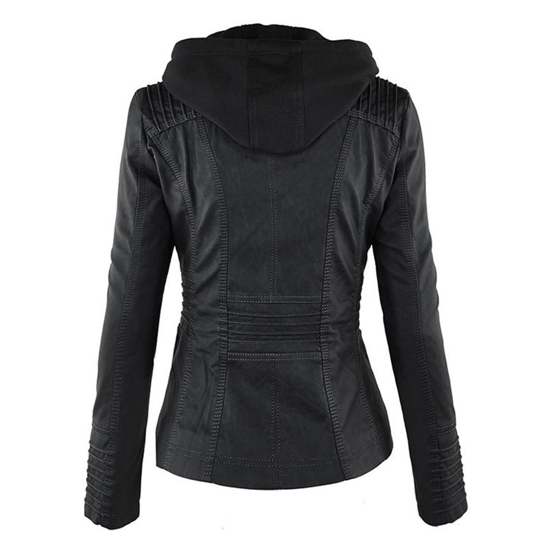 Olive™ Waterproof Women's Leather Jacket with Hood