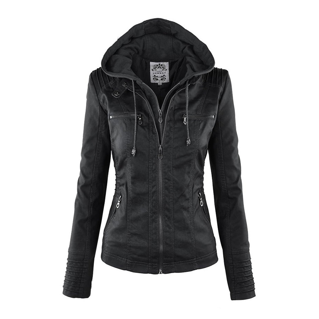 Olive™ Waterproof Women's Leather Jacket with Hood
