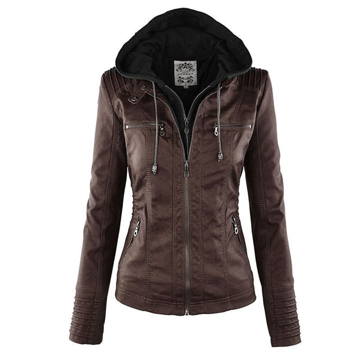 Olive™ Waterproof Women's Leather Jacket with Hood