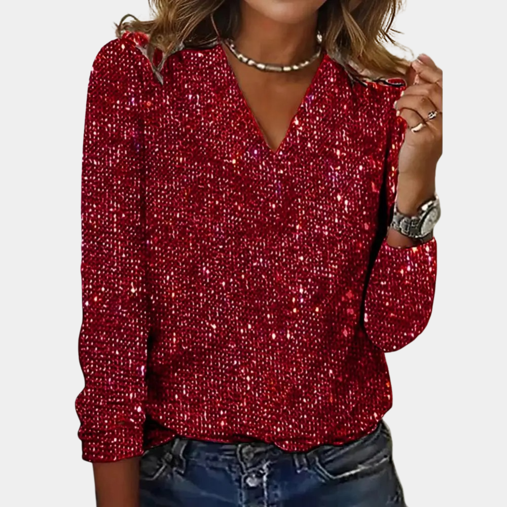 Karolina™  Glitter V-Neck Top