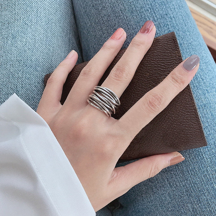 Athena™ Silver Adjustable Layered Ring
