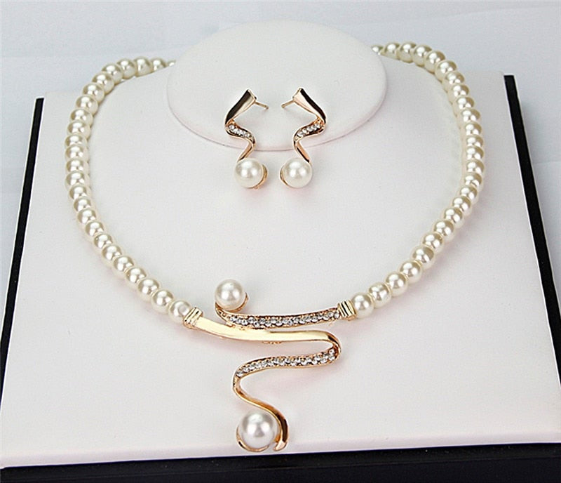 Madelyn™ Natural Pearl Necklace + Earrings Set