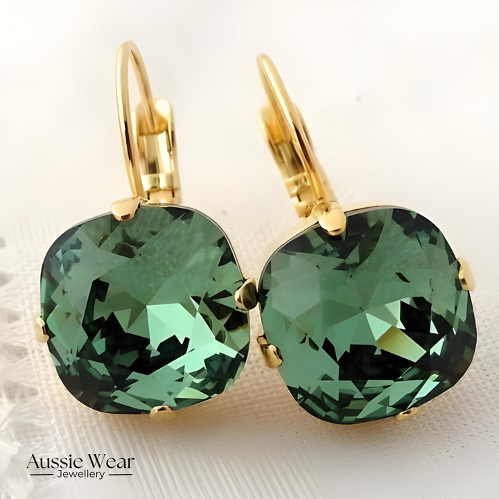 Sue™ Green Zirconia Gold Earrings