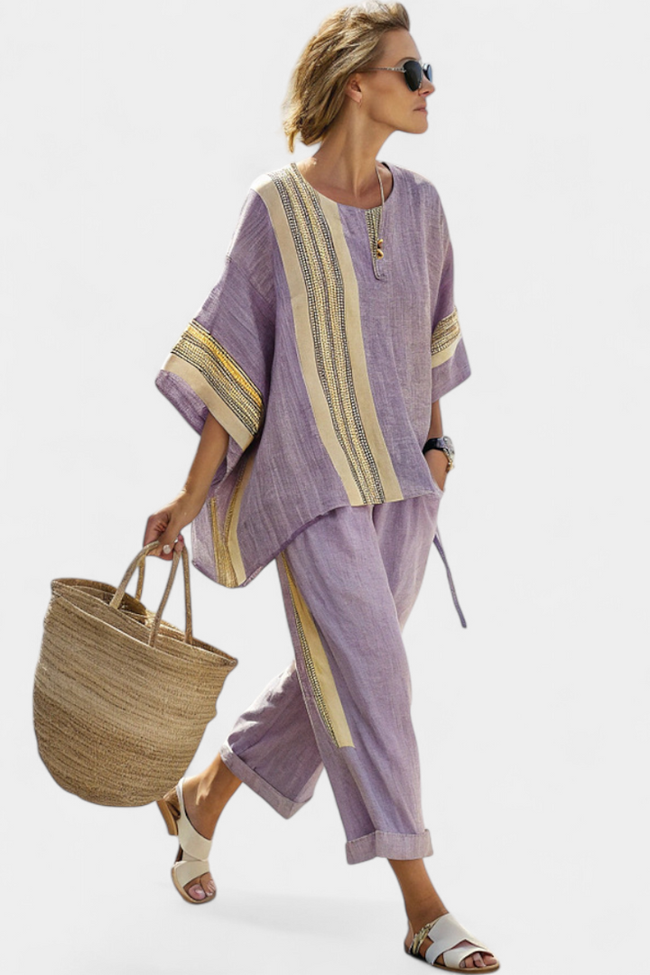 Maxine™ Ethnic Striped Wide-Cut Set