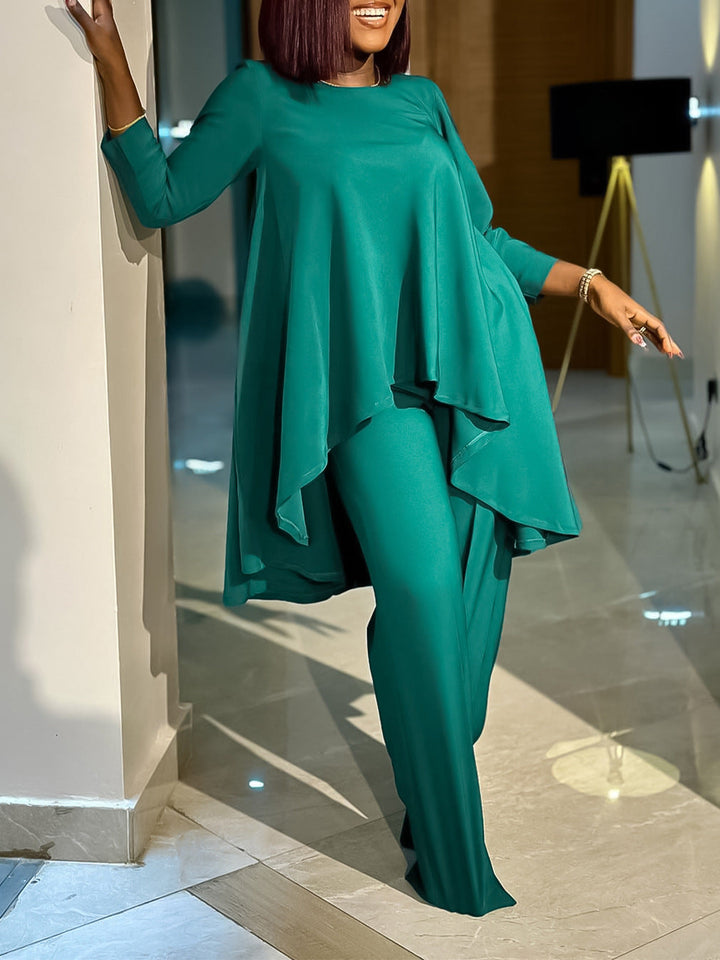 Michelle™ Elegant Two-Piece Top & Wide-Leg Pants Set