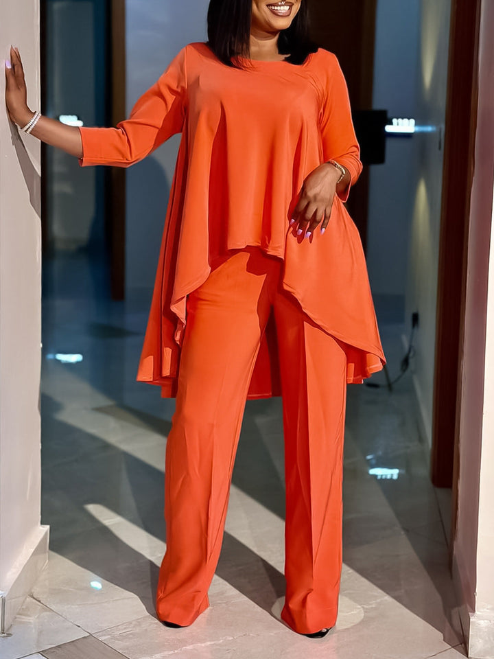 Michelle™ Elegant Two-Piece Top & Wide-Leg Pants Set