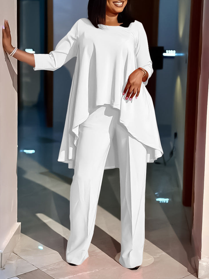 Michelle™ Elegant Two-Piece Top & Wide-Leg Pants Set