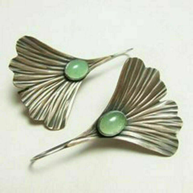 Adison™ Vintage Silver Flower with Green Stone Earrings