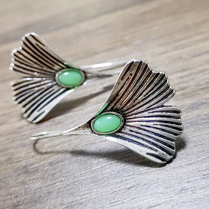 Adison™ Vintage Silver Flower with Green Stone Earrings