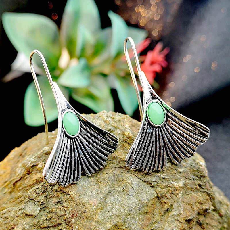 Adison™ Vintage Silver Flower with Green Stone Earrings