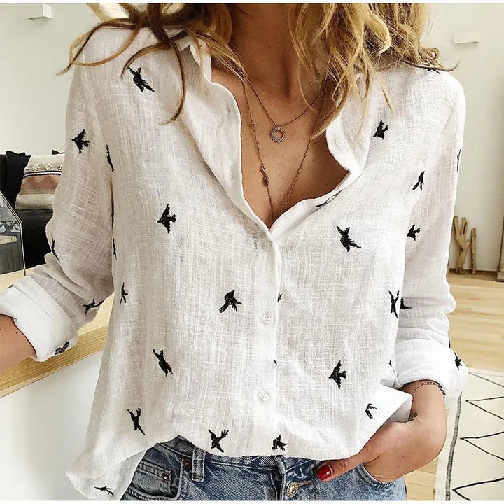 Leah™ Cotton Long Sleeve Blouse
