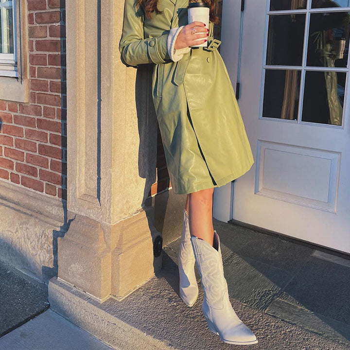 Sage Elegant Metallic Cowboy Boots