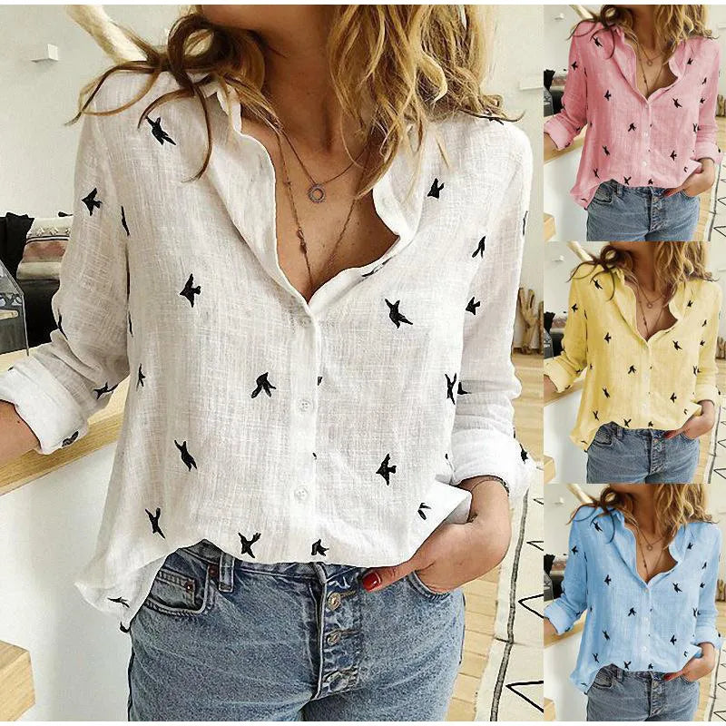Leah™ Cotton Long Sleeve Blouse