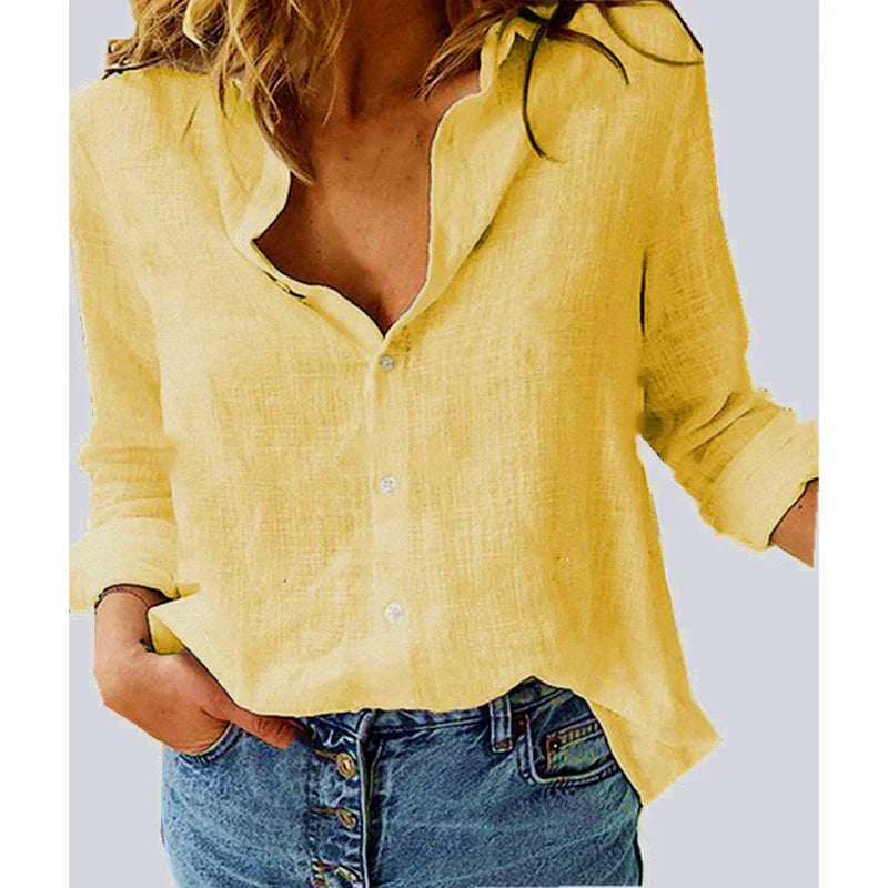 Leah™ Cotton Long Sleeve Blouse