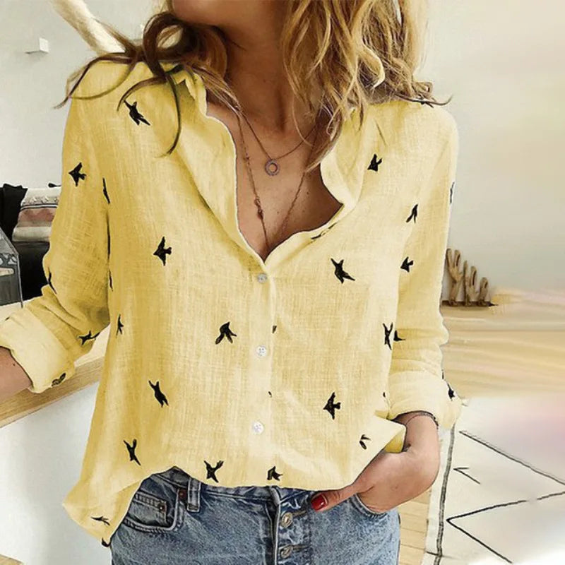 Leah™ Cotton Long Sleeve Blouse