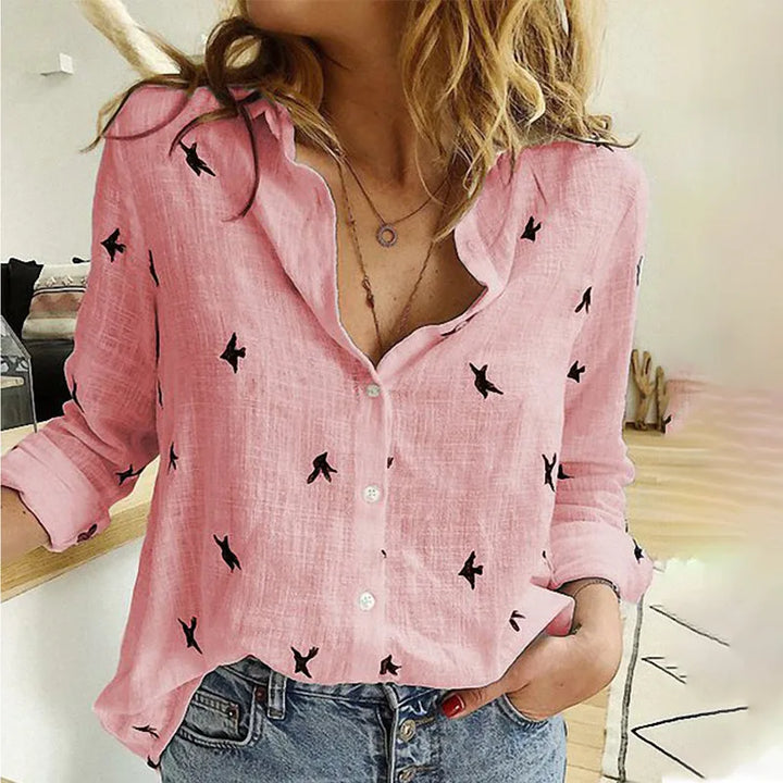 Leah™ Cotton Long Sleeve Blouse