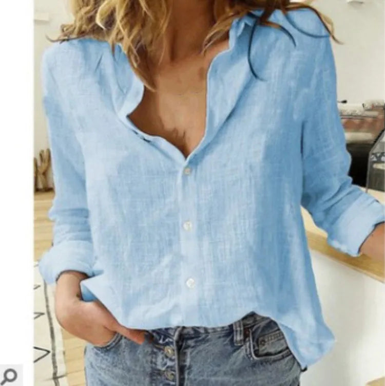 Leah™ Cotton Long Sleeve Blouse