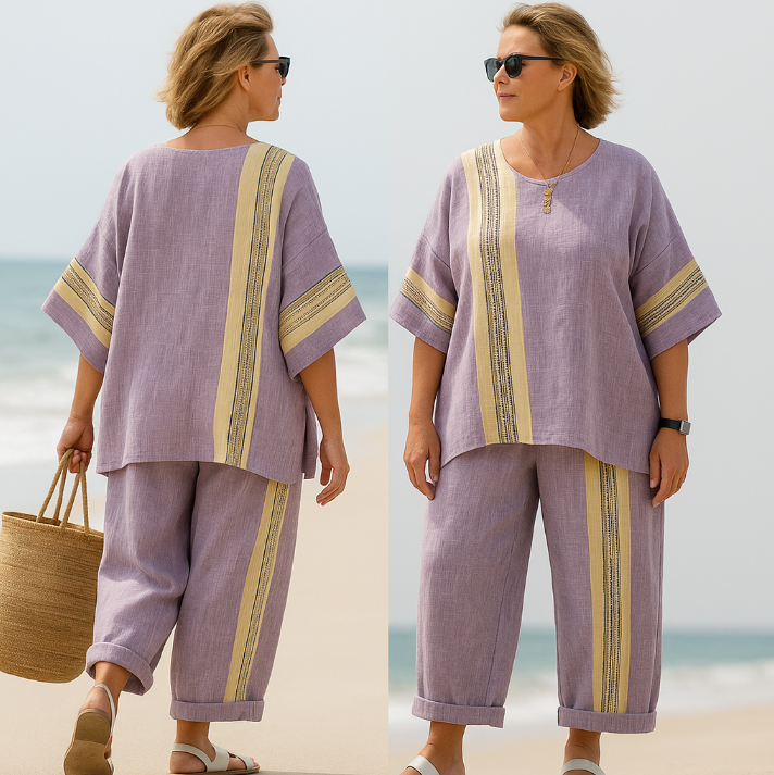 Maxine™ Ethnic Striped Wide-Cut Set