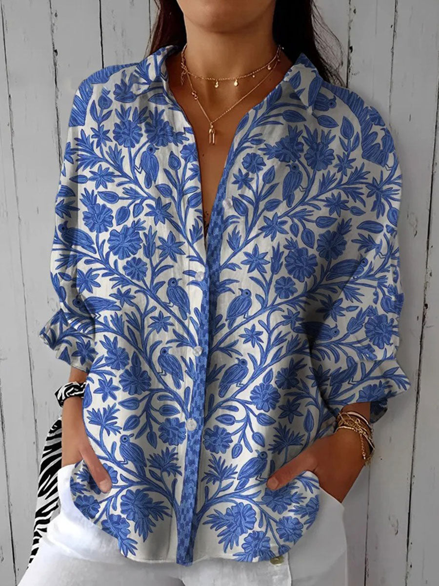 Analeia™ Azure Floral Blouse