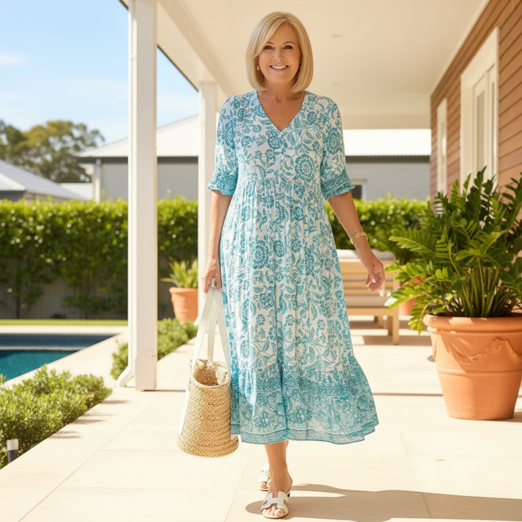 Danna™ Elegant Floral Dress with V-Neck