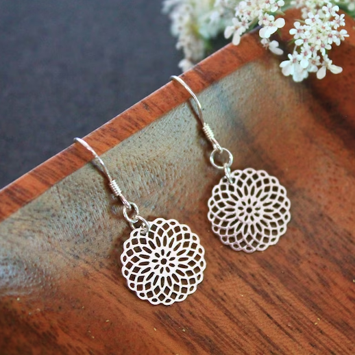 Alana™ Vintage Mandala Silver Earrings
