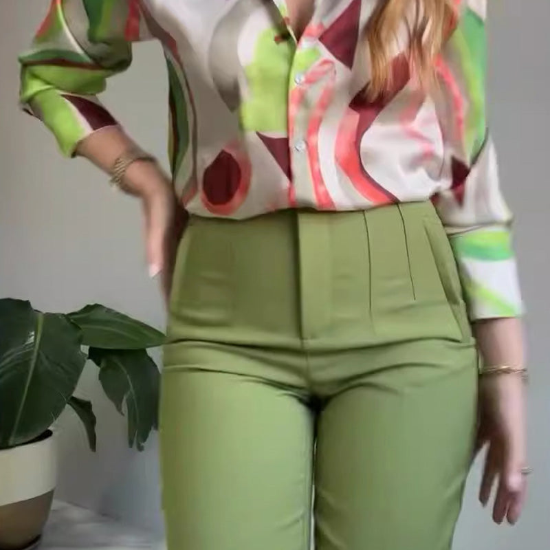 Stephanie™ Casual Printed Shirt & Pants Set
