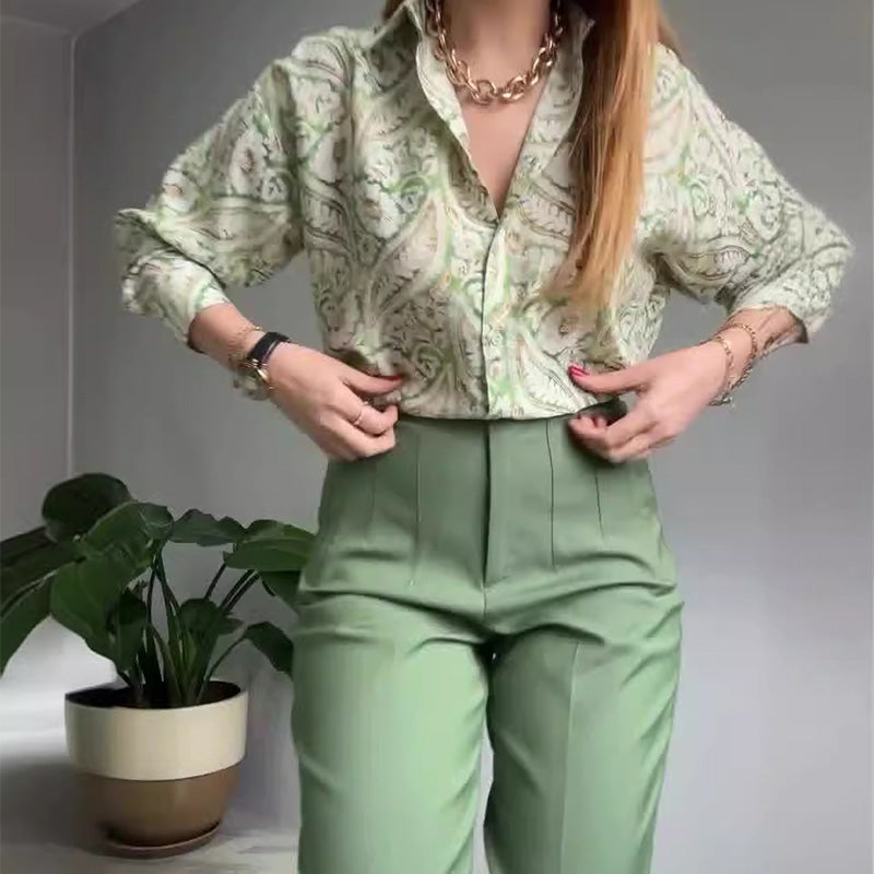 Stephanie™ Casual Printed Shirt & Pants Set