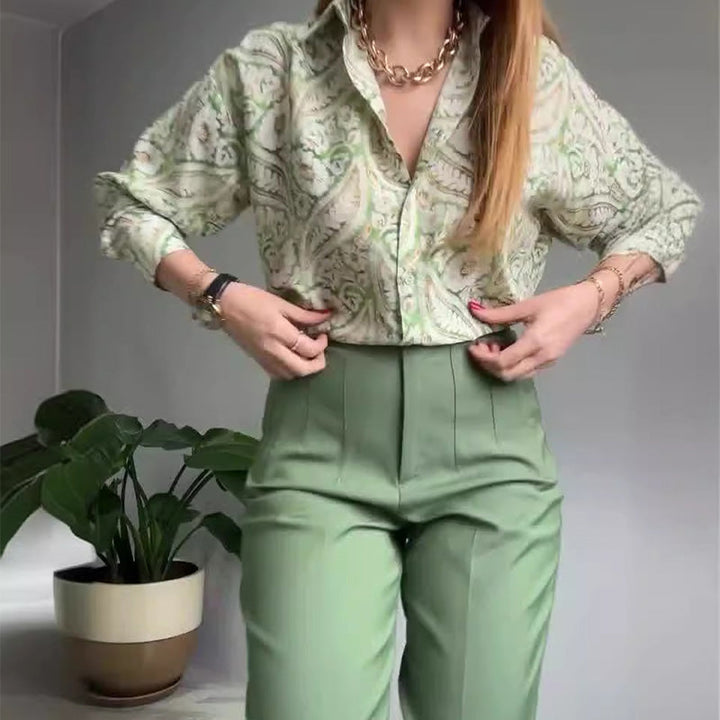 Stephanie™ Casual Printed Shirt & Pants Set