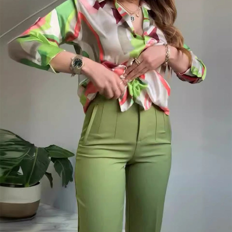 Stephanie™ Casual Printed Shirt & Pants Set