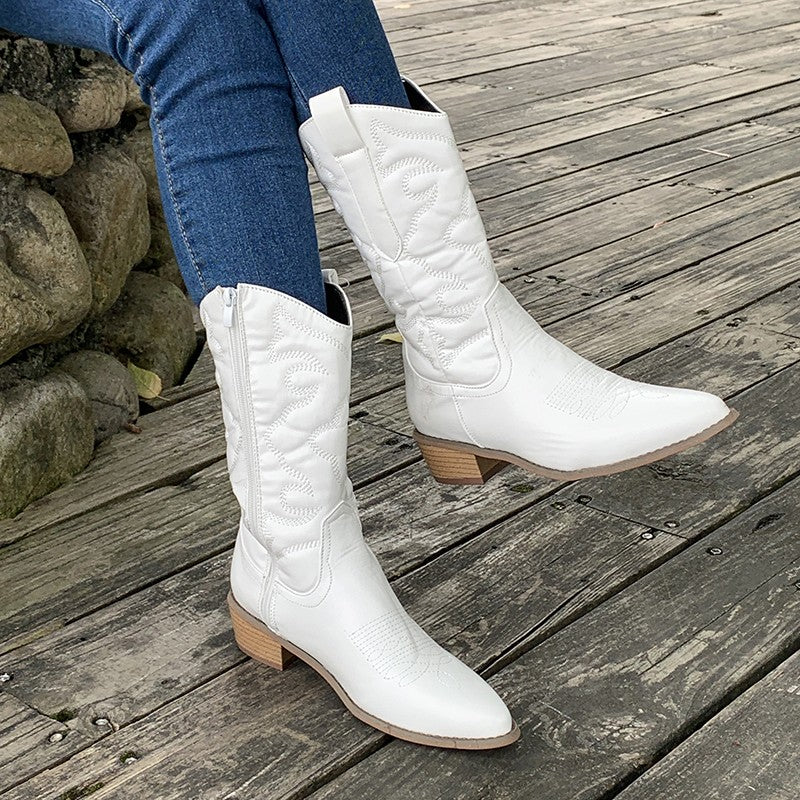 Sage Elegant Metallic Cowboy Boots