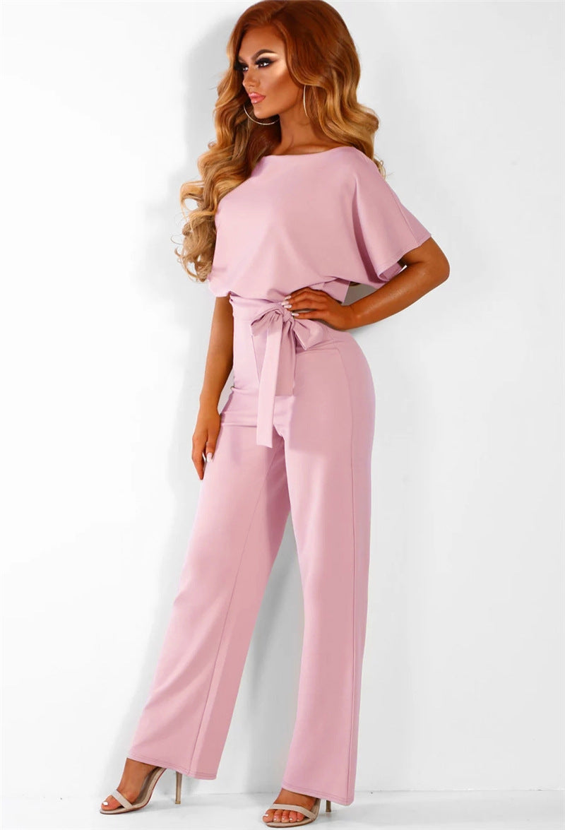 Briana™ Summer Button-Lace Short-Sleeve Jumpsuit