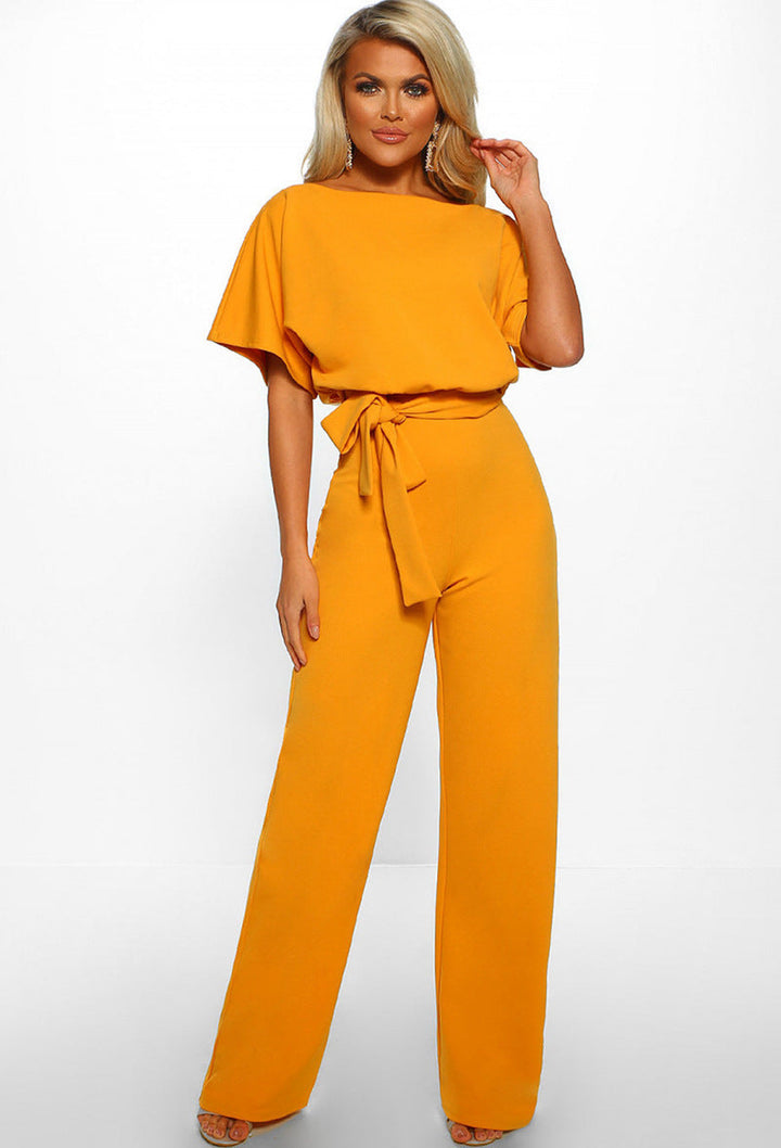 Briana™ Summer Button-Lace Short-Sleeve Jumpsuit