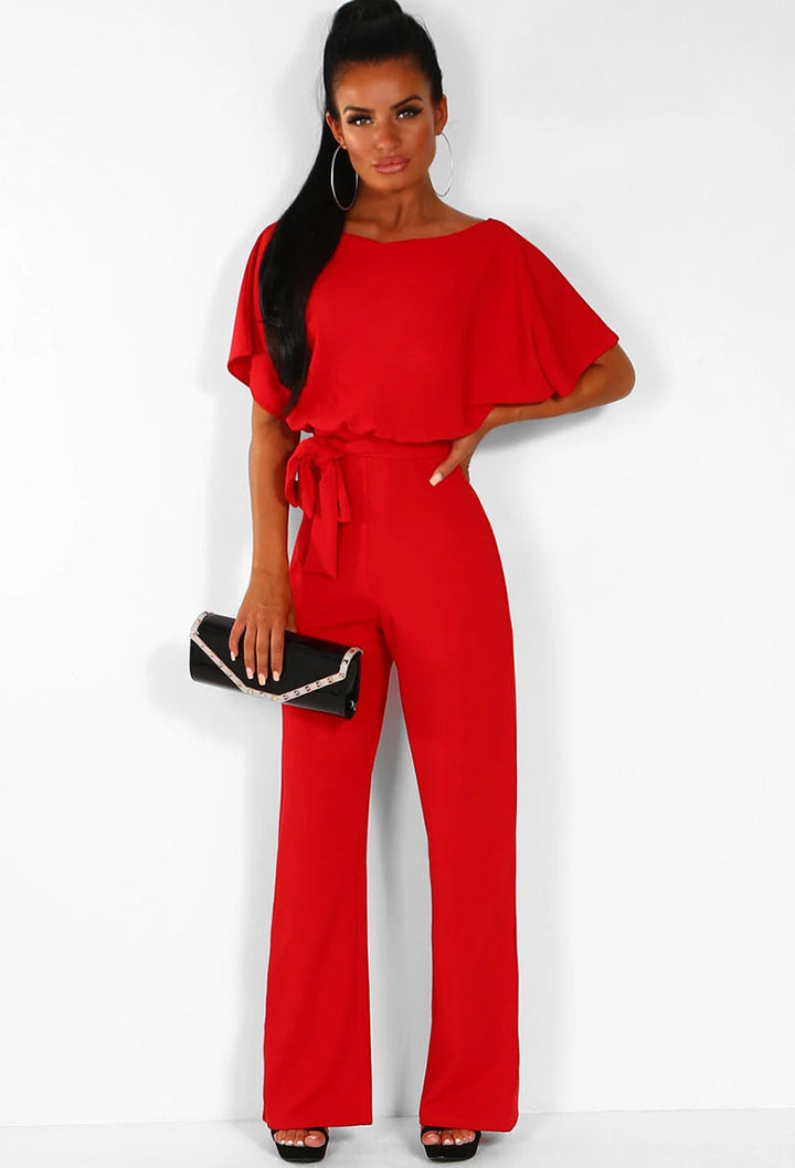 Briana™ Summer Button-Lace Short-Sleeve Jumpsuit