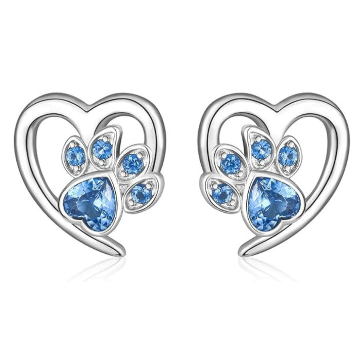 Zirconia Paw and Heart Earrings