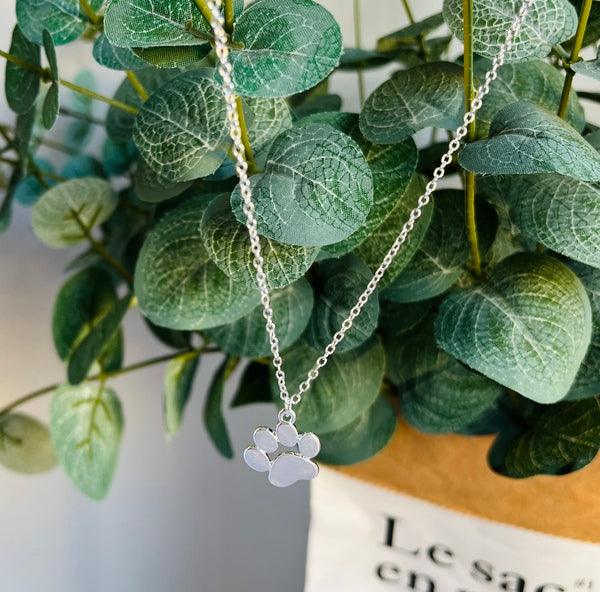 Chic Silver Paw Print Necklace